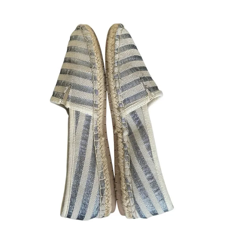 Charter Club Joeey Round Toe Metallic Stripe Espadrille Flats Size 8.5